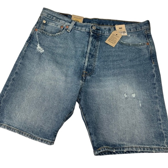Levi’s 501 Button Fly Men’s Denim Jean Shorts 9” Inseam Distressed Size 36 NEW - Picture 7 of 7
